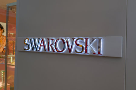 Bordeaux , France - 07 17 2024: swarovski logo brand and text sign shop on wall facade signage store chain entrance jewelryのeditorial素材