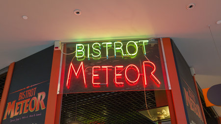 Bordeaux , France - 07 17 2024: meteor bistrot sign text and logo of beer brewery front of pub bar restaurantのeditorial素材