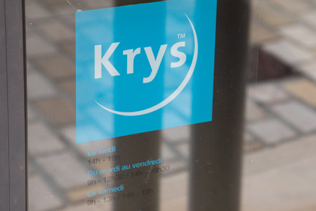 Bordeaux , France - 08 07 2024: krys optic logo brand and text sign front of optician shop glasses chain store companyのeditorial素材