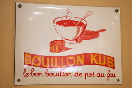 Bordeaux , France - 08 07 2024: Bouillon Kub logo brand and text sign on advertising enamelled store wall grocery entrance shop stock broth cubeのeditorial素材