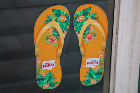 Bordeaux , France - 08 07 2024: Fram logo brand and text sign sticker shoes summer front facade travel agency wall building of office cityのeditorial素材