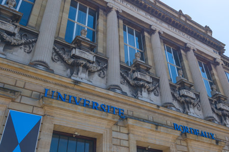 Bordeaux , France - 08 20 2024: Bordeaux universite University facade historical building ancient...