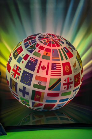 globe design round with colorful national flags countryの写真素材