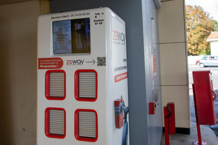 Bordeaux , France - 09 12 2024: zeway electric scooter battery exchange terminals rental logo brand...