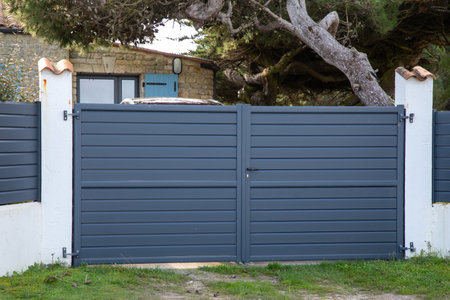 modern door gray gate aluminum portal entrance door design of new suburban house