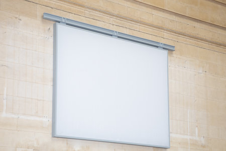 Poster white wall mockup template street outdoor glued advertisement empty
