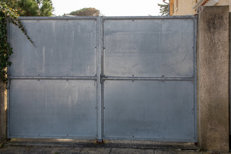 gate sliding gray steel classic raw vintage portal style gray metal entrance house access silver...