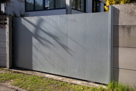 entrance design gray raw gate silver modern brut metal high aluminum portal of door sliding house...