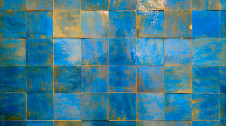 blue golden brown beige wall stone mosaic tiles texture background in color