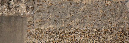 old wall brown background ancient real weathered grunge wall using sandy beige colors texture header...