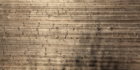 raw brown wooden lines background with old raw planks boardsの写真素材