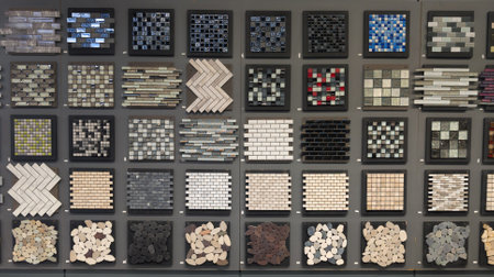 background samples of many stone pavement wall and floor for saleの写真素材