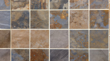 set square old tiles panorama of floor tile texture and background brown marbleの写真素材