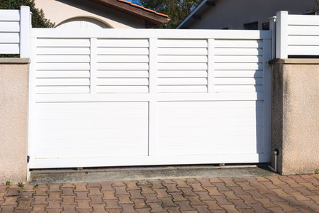 design gray gate sliding white high modern slide high aluminum portal of suburb home