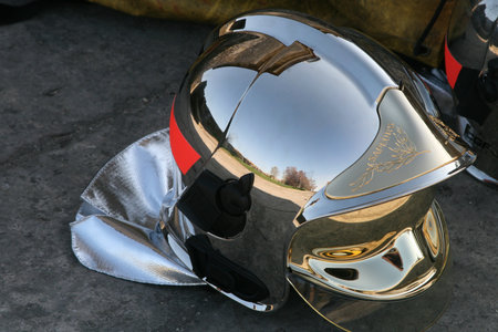 firefighter protective helmet and mask fire fighter protect hat with french text sign sapeurs means...