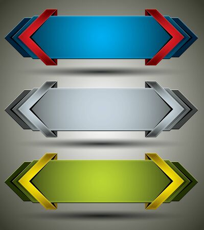 Horizontal 3d banners finished with arrows.のイラスト素材