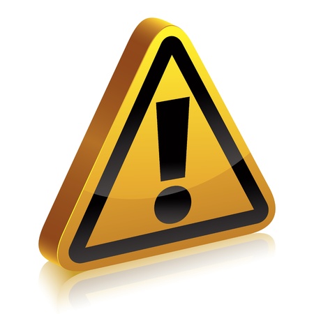 3d warning sign with exclamation point.のイラスト素材