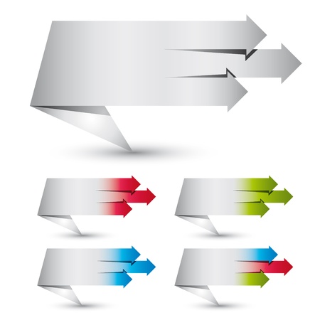 Origami paper style banners with three arrows のイラスト素材