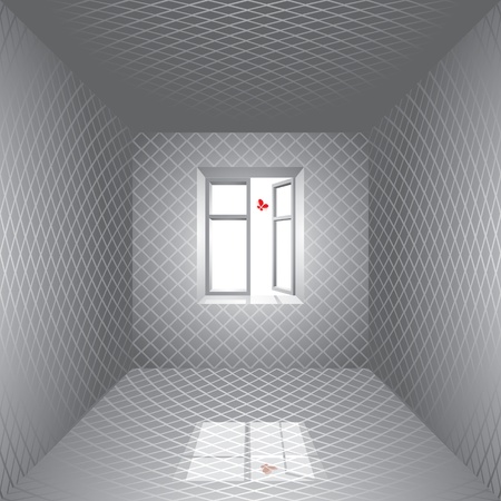 Room and butterfly outside the window.のイラスト素材