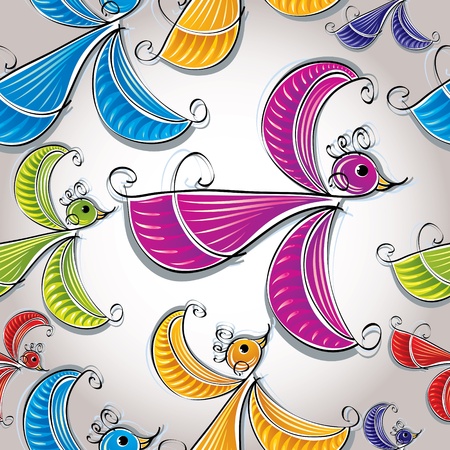 Colorful birds seamless background のイラスト素材