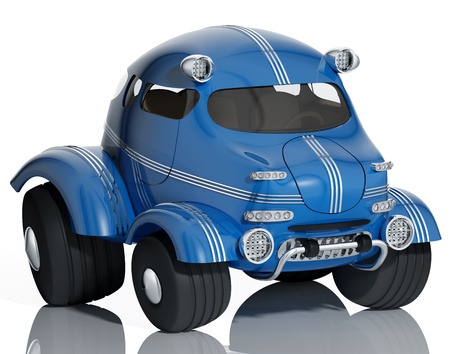 Blue car isolated on white background, 3d の写真素材