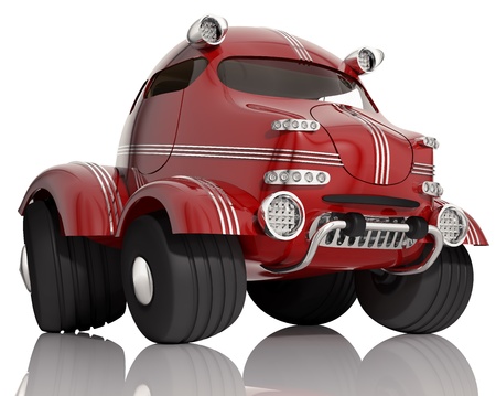 Red car isolated on white background, 3d の写真素材