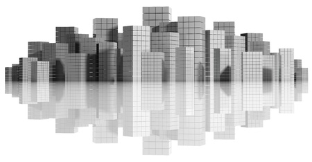 City panorama isolated on white, 3d の写真素材