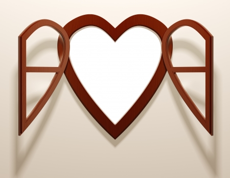 Heart shaped open window, 3d の写真素材