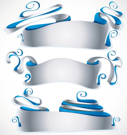 Abstract grotesque style silver banners のイラスト素材