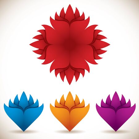 Colorful flower icons vector set のイラスト素材
