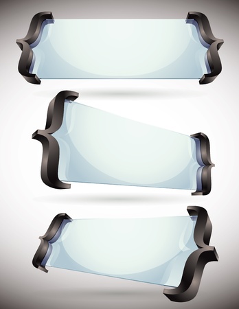 3d glass made banners with spelling brackets.のイラスト素材