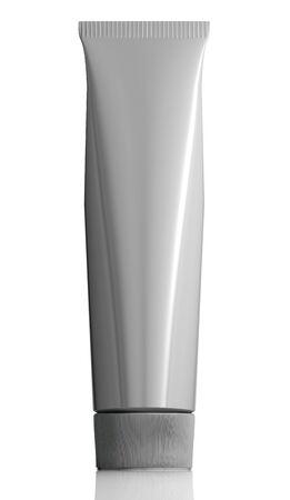 Standing white tube isolated on white, 3d の写真素材