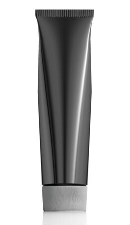 Standing black tube isolated on white, 3d の写真素材