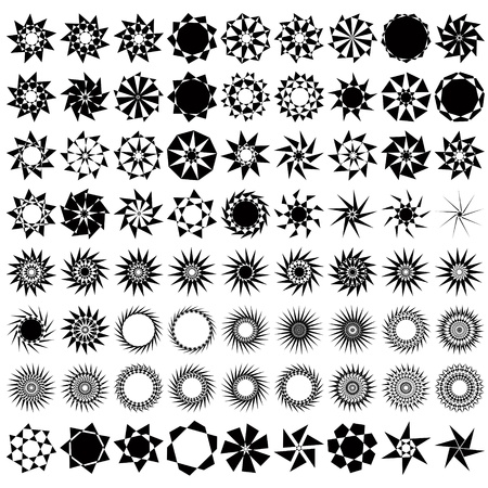 Collection of 72 ornate rosettes and star icons のイラスト素材
