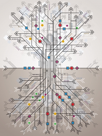 Abstract background with graphic stylized tree のイラスト素材