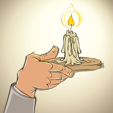 Hand with candle, vector illustration.のイラスト素材
