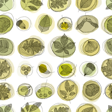 Leaves and seeds seamless pattern.のイラスト素材