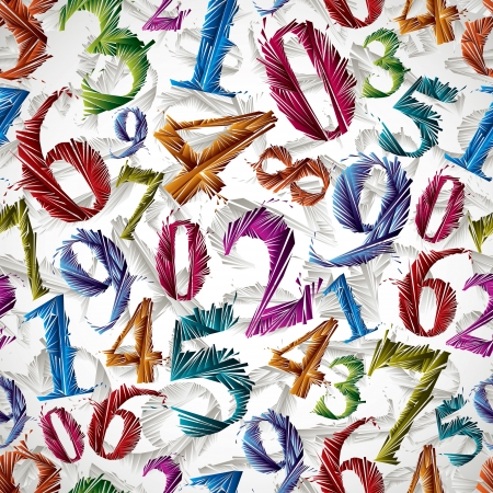 Colorful stylized numbers seamless pattern.のイラスト素材