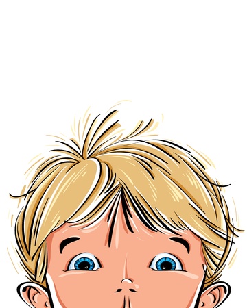 Surprised cute little boy face のイラスト素材
