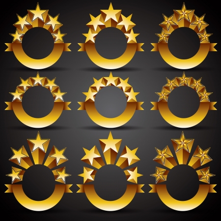 Five stars classic style labels set のイラスト素材