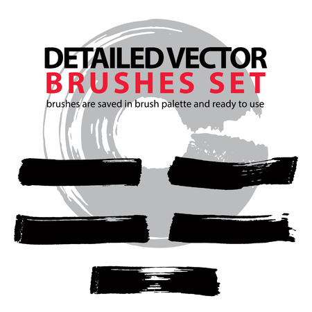 Brush strokes palette, set of black hand-drawn acryl highly detailed strokes. Ink drawn doddle art elements.のイラスト素材