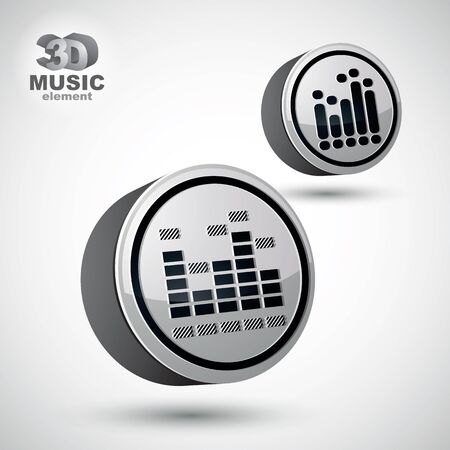 Equalizer vector 3d round icon isolated, 2 versions set.のイラスト素材