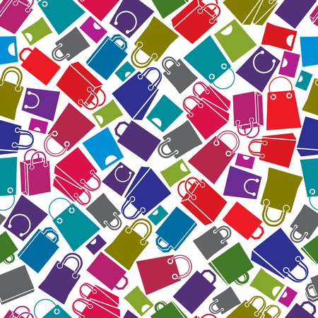 Shopping bags seamless background, vector icon set, elements easy to use separately as iconsのイラスト素材
