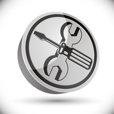 Repair 3d icon with wrench and screwdriver, vector.のイラスト素材