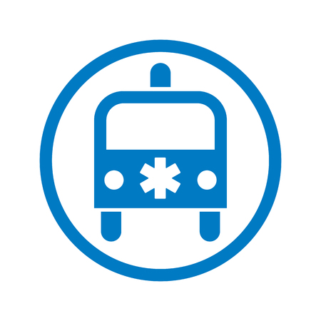 Ambulance emergency car icon, simple vector round symbol.のイラスト素材
