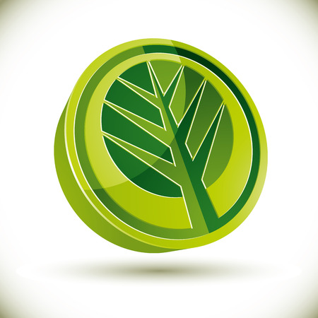 Tree 3d vector round icon isolated on white background.のイラスト素材