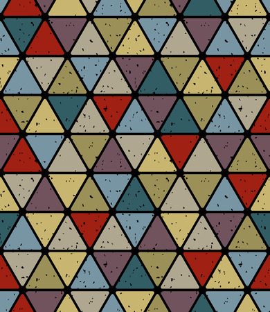 Aged triangle tiles seamless pattern, simplistic vector background.のイラスト素材