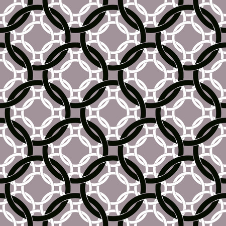 Connected circles seamless pattern, retro style geometric vector background.