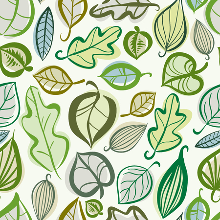 Beautiful leaves seamless pattern, hand drawn vector background.のイラスト素材