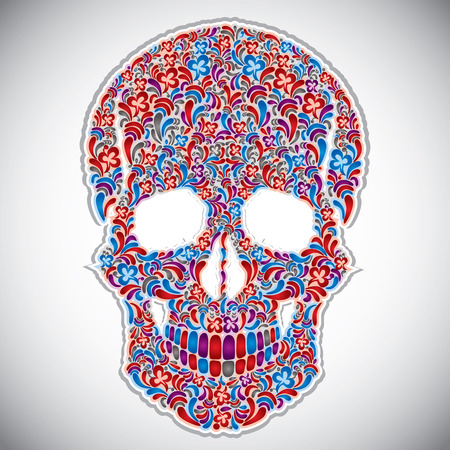 Floral skull vector illustration.のイラスト素材